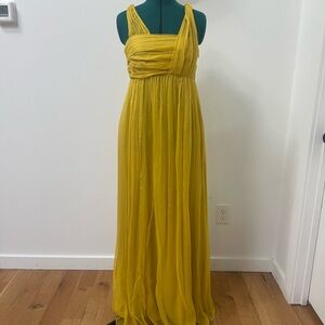Pinko Yellow Ruched Maxi Dress